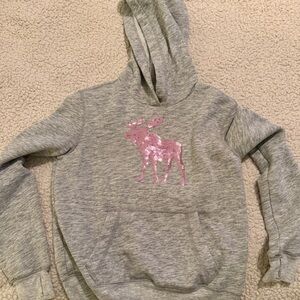 Abercrombie Kids Heather Gray Hoodie with Pink Moose